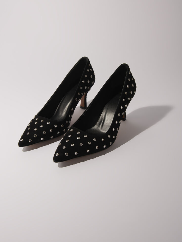 Rhinestone pumps with pointed toes