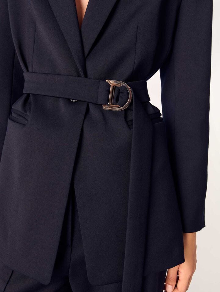 Suit jacket with pleated back