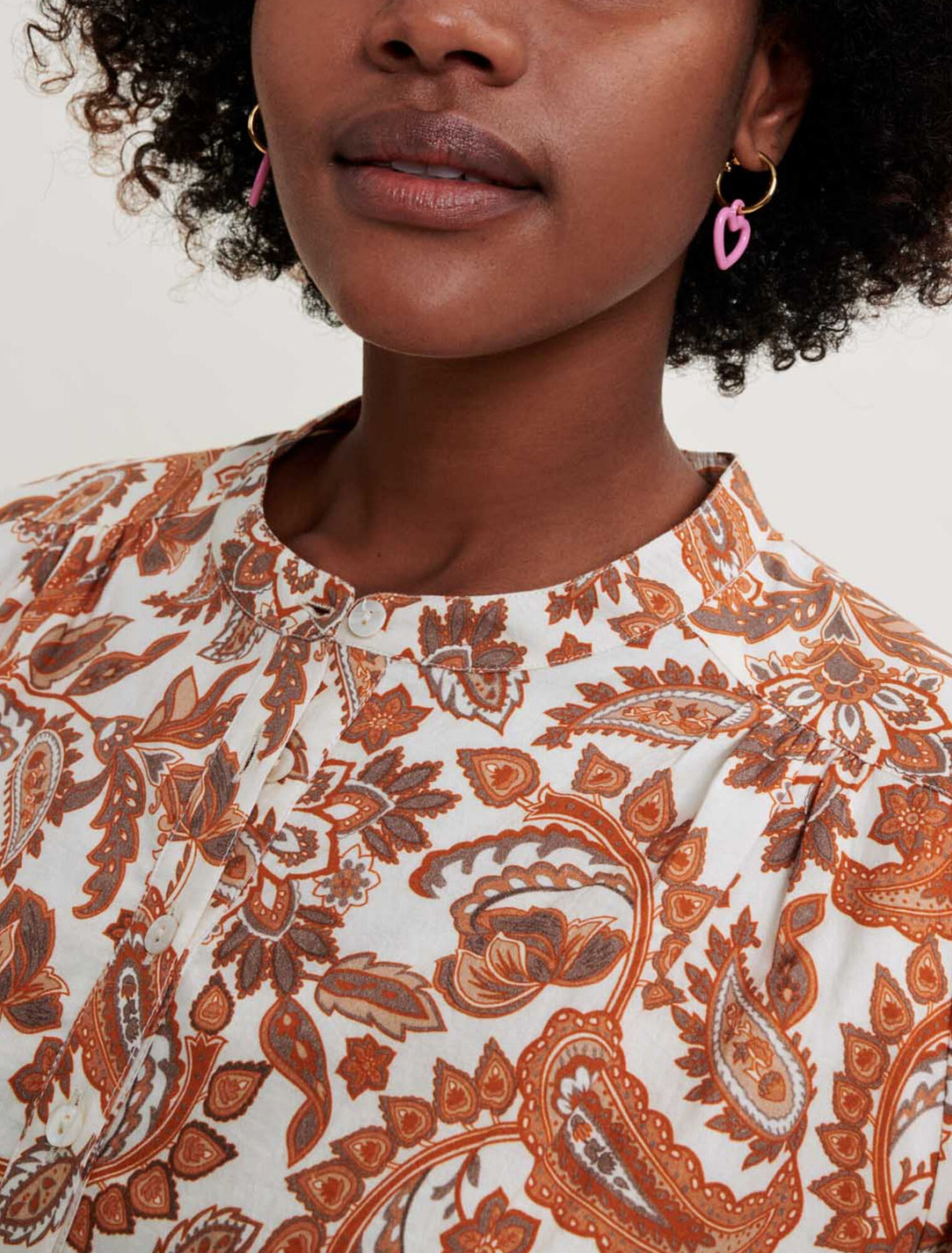 Belted dress in printed cotton