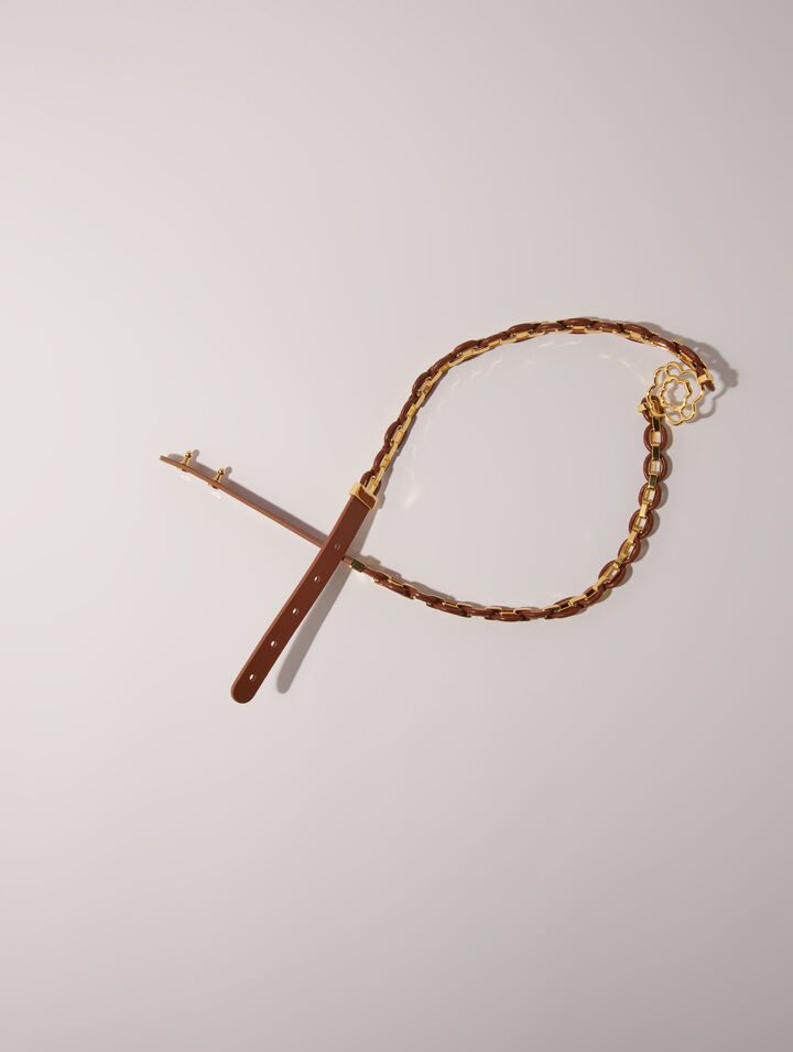 Leather belt with links
