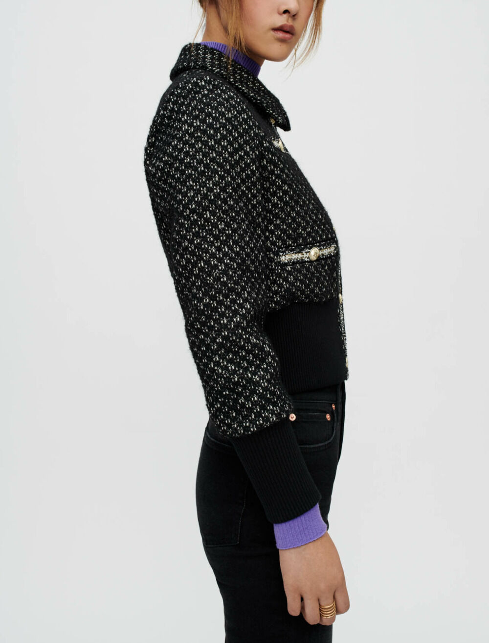 Tweed jacket Black / Gray for Women | Maje
