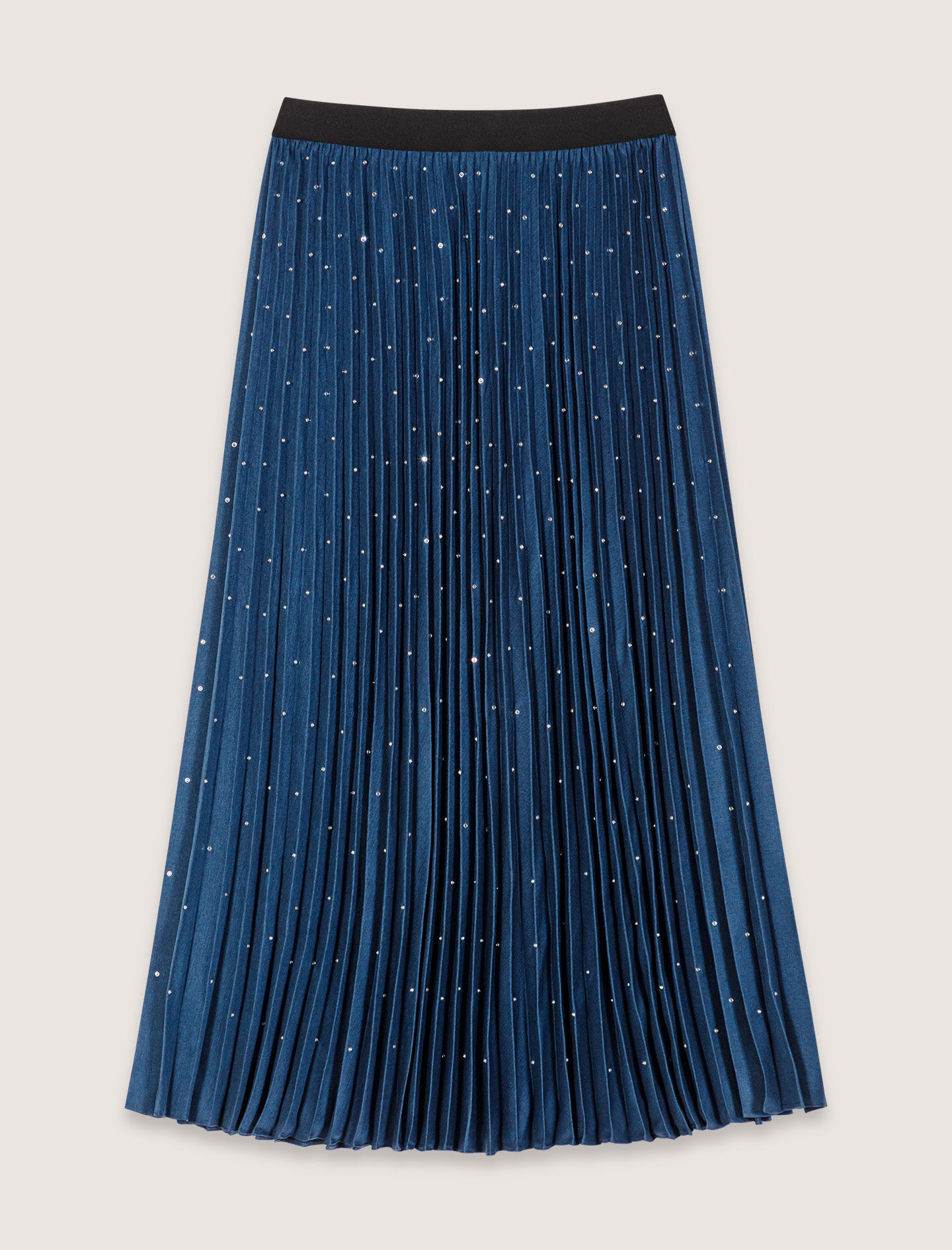 Long pleated skirt with studs Blue for Women | Maje