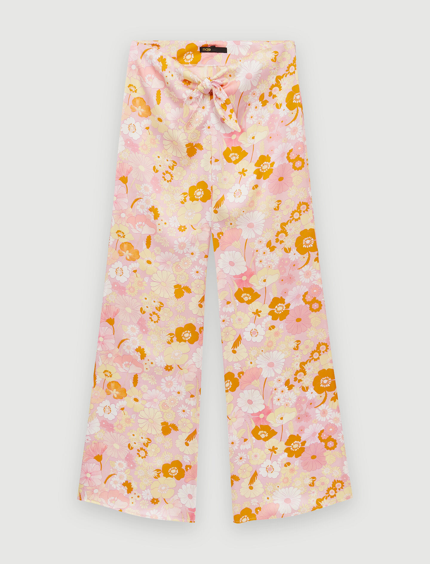 Fluid Flower Power print pants Pink for Women | Maje