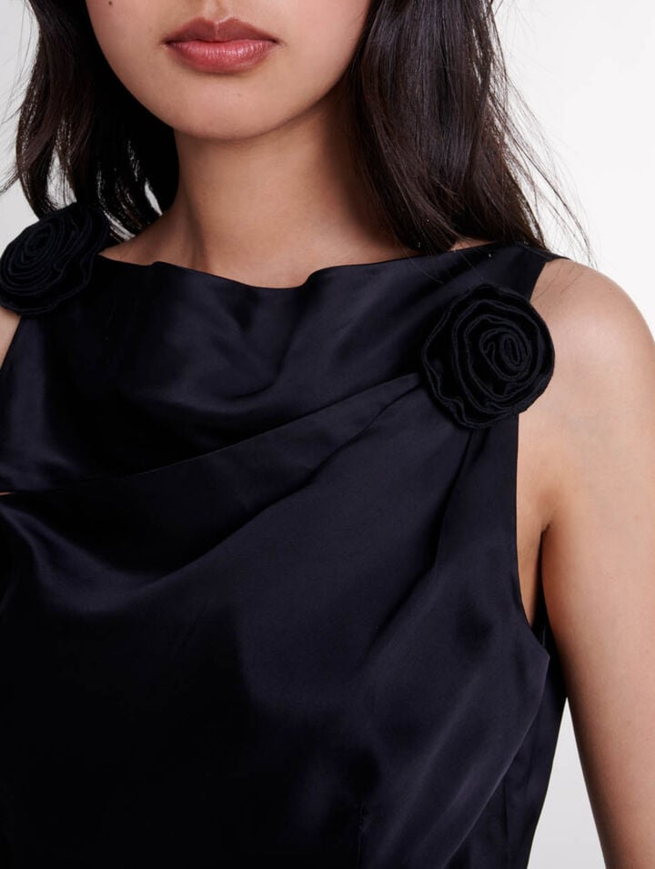 Satin-effect draped top