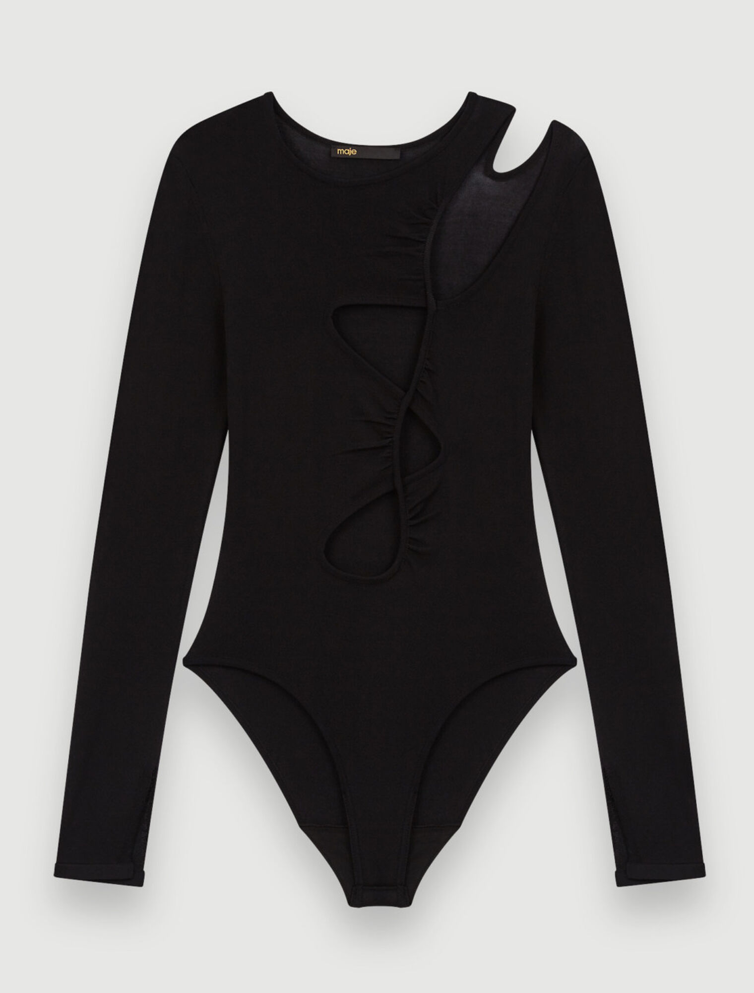Stretch mesh bodysuit with openings