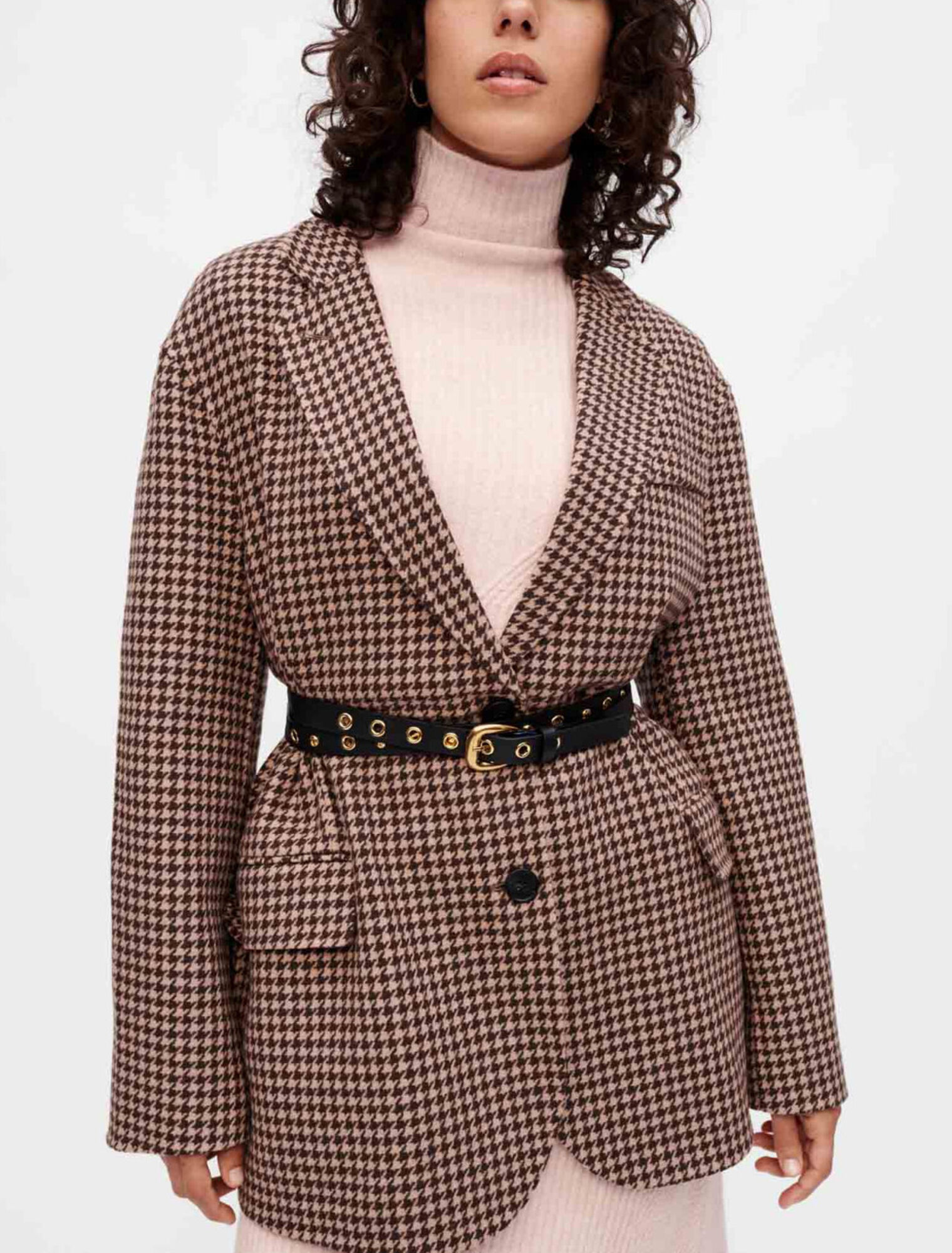Oversized houndstooth coat