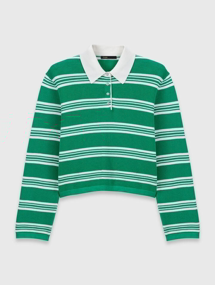 Cropped striped polo jumper