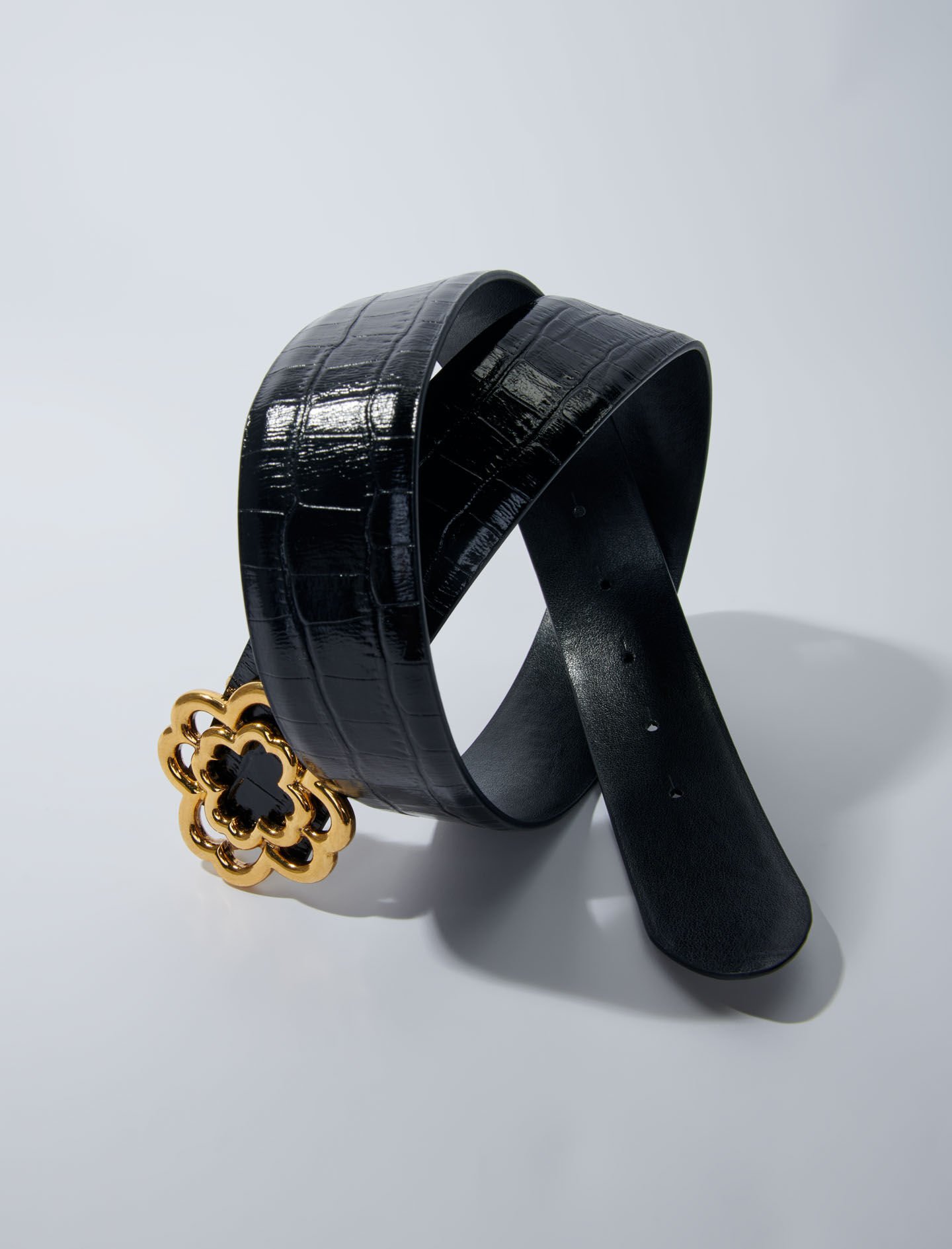 Croc-effect leather double M belt - Belts | Maje Croc-effect leather double M belt - Belts | Maje