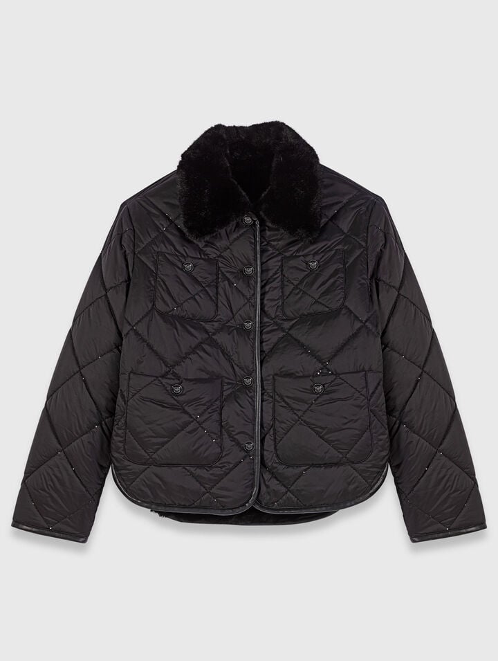 Reversible sequin puffer jacket