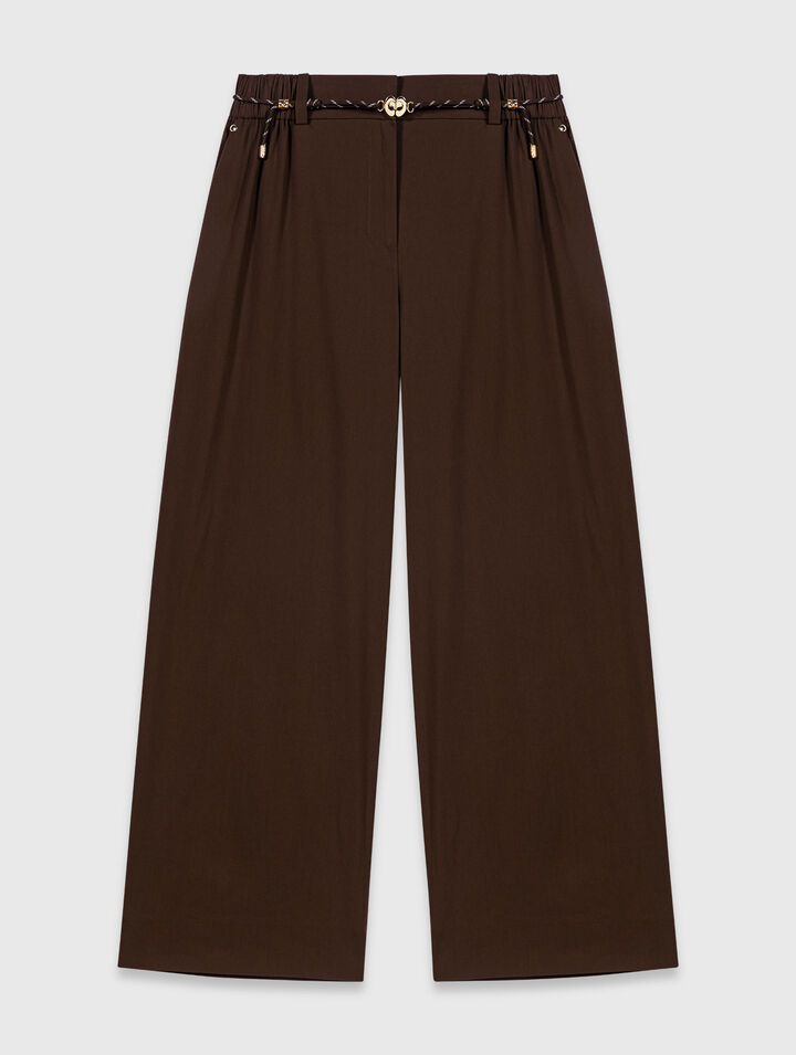 Wide-leg cotton trousers