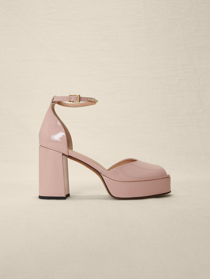 Patent leather heeled sandals