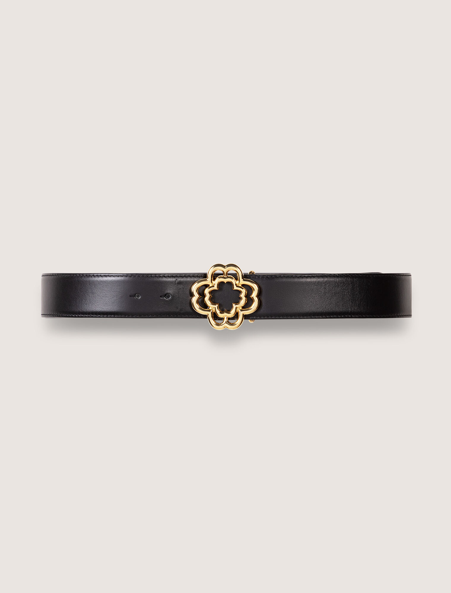 Leather belt with Clover logo