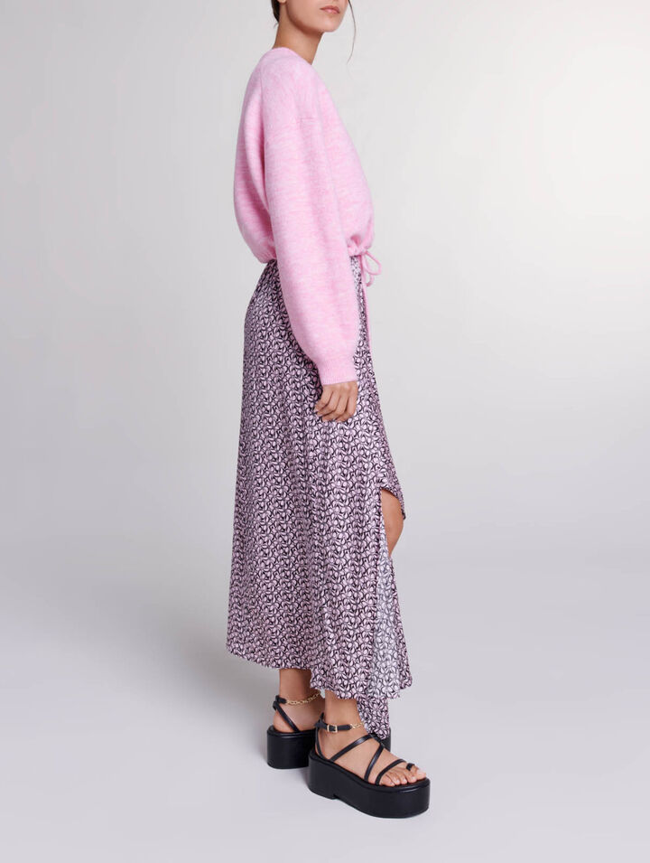 Cropped knit jumper with drawstring