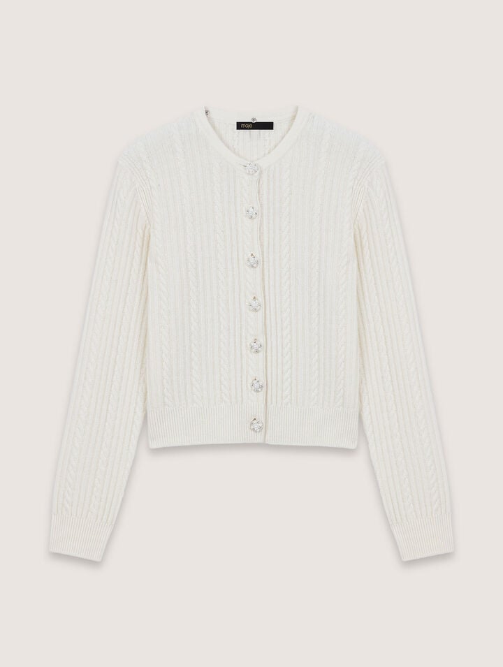 Knit cardigan with removable collar