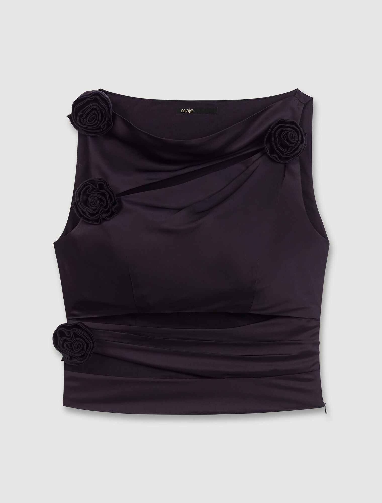 Satin-effect draped top