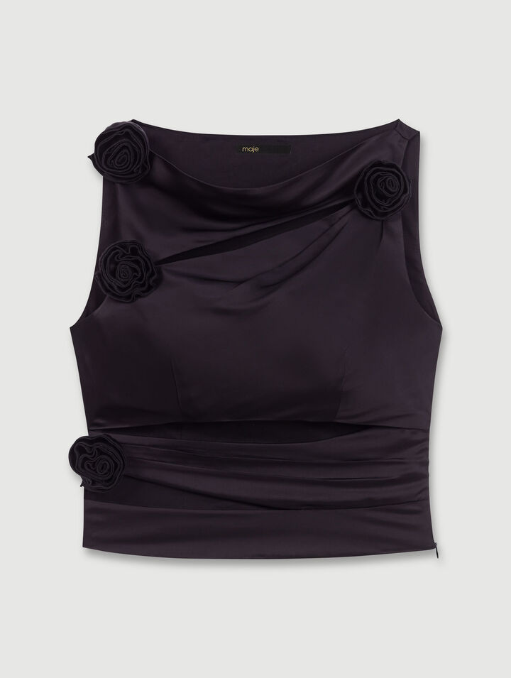 Satin-effect draped top
