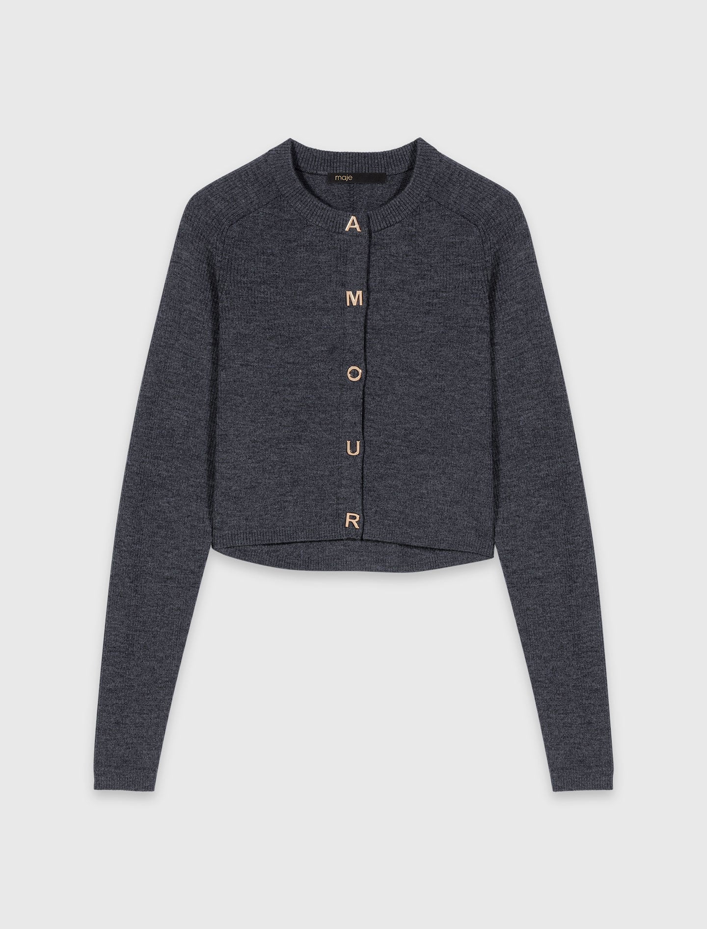 Round-neck rib knit cardigan 6