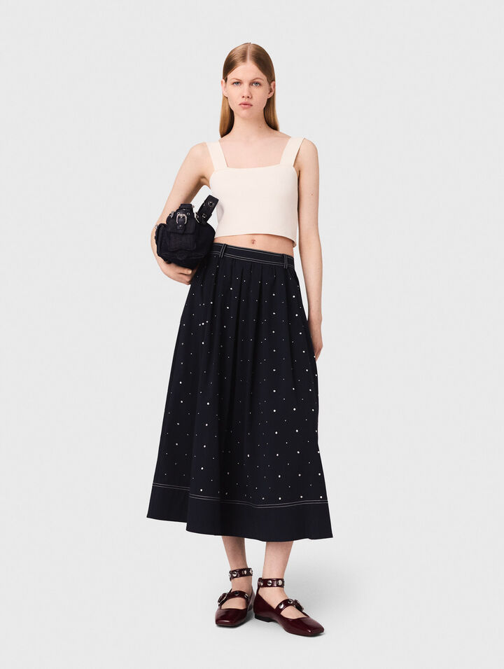 Long studded cotton skirt
