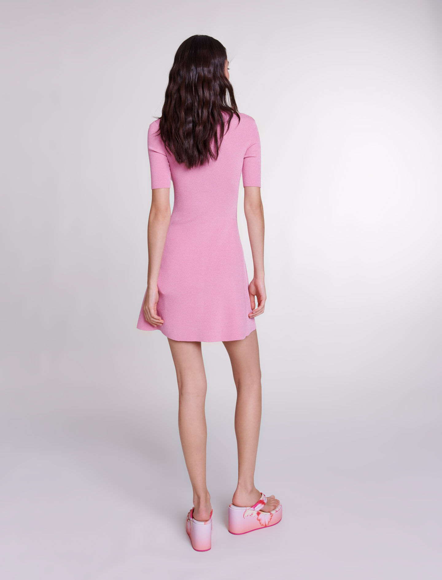 Sparkly ribbed knit dress - Offline_Dresses | Maje
