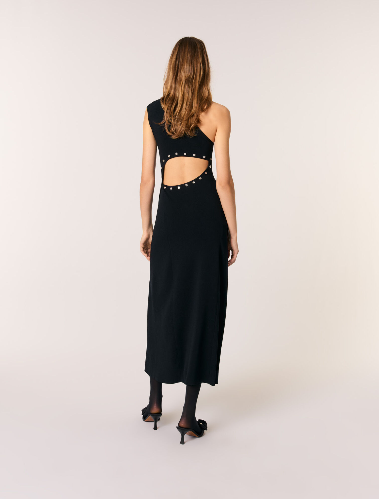 Asymmetric knit maxi dress