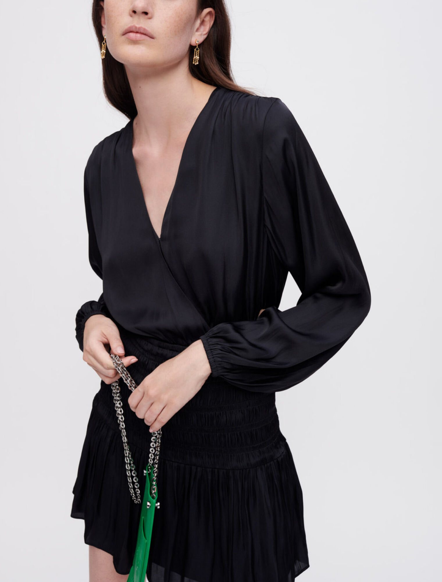 Smocked satin dress