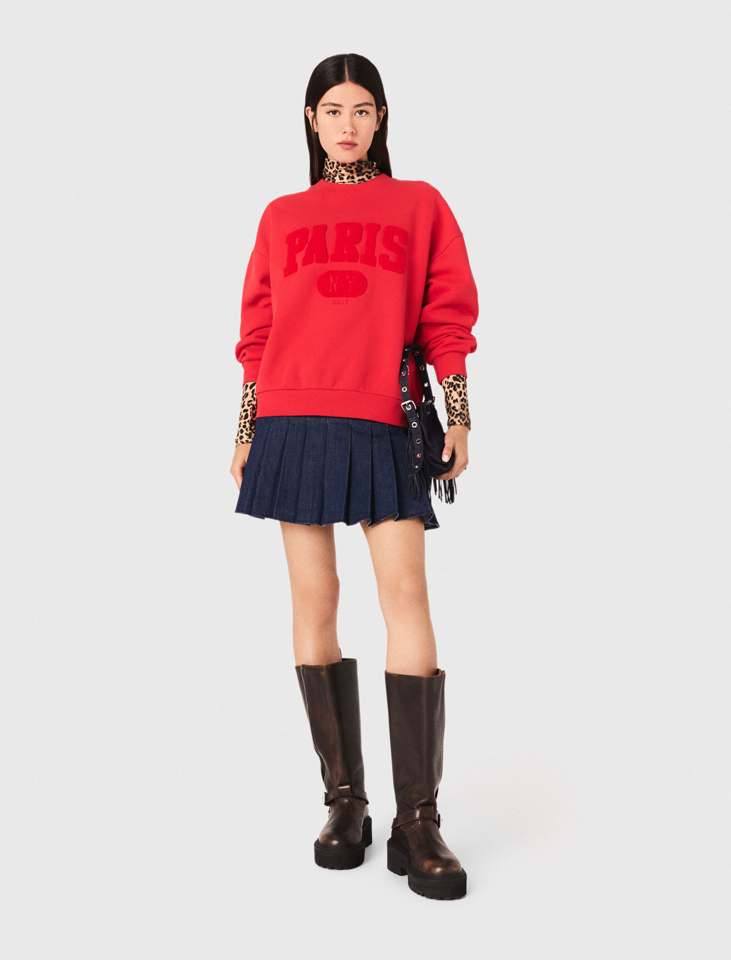 PARIS NY lettering sweatshirt Red for Women | Maje