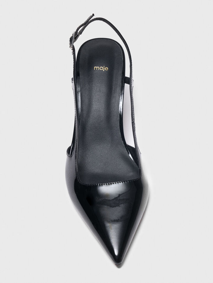 Patent leather slingback pumps