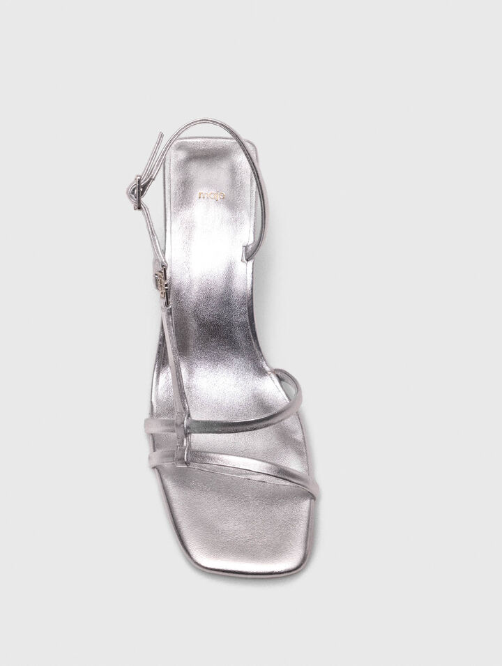 Metallic strappy heeled sandals