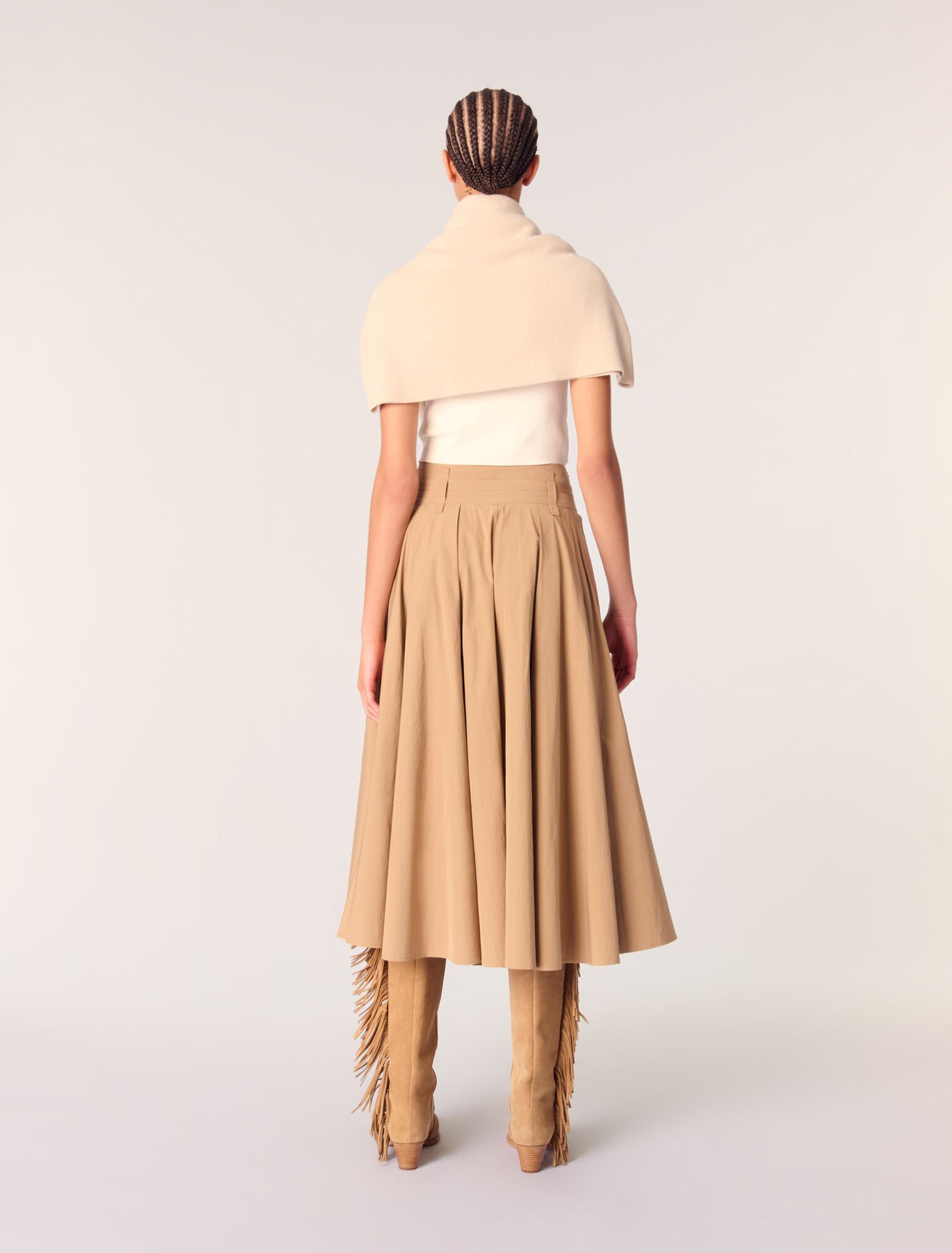 Cotton pleated maxi skirt