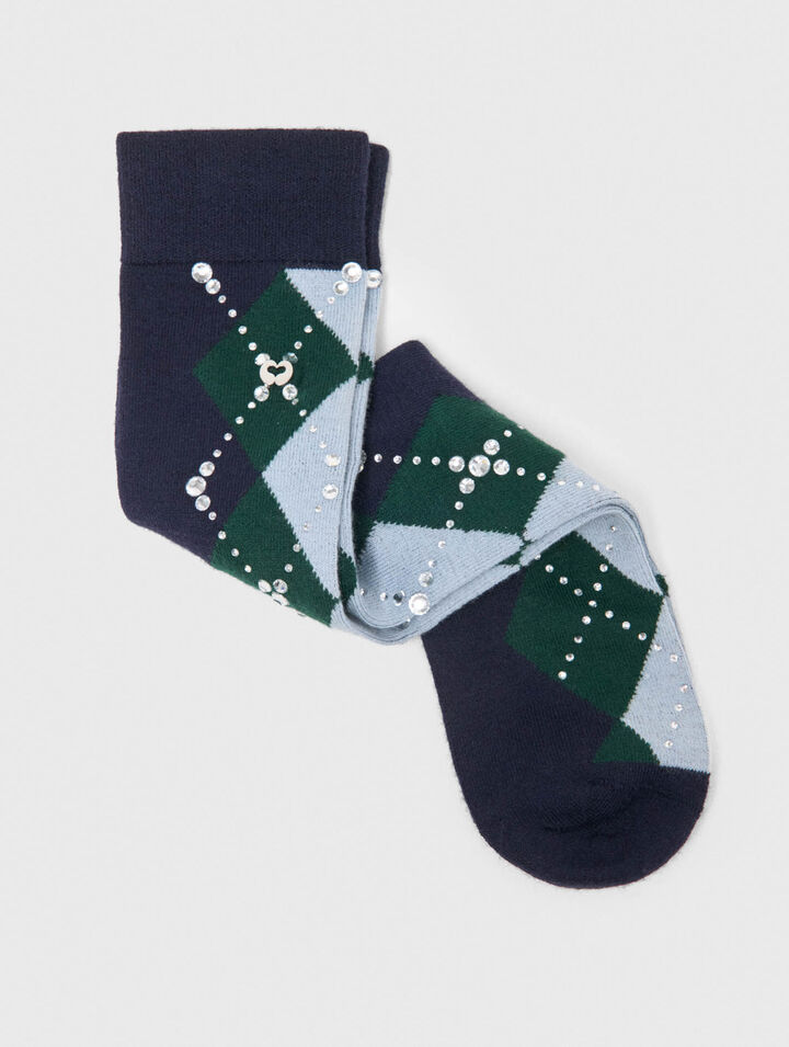 Wool argyle knee-high socks