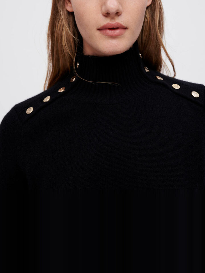 Cashmere sweater with stand-up collar