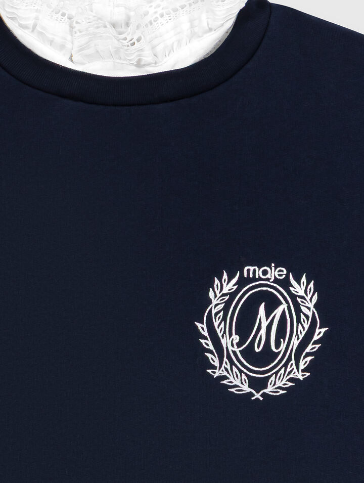 Sweatshirt with poplin details