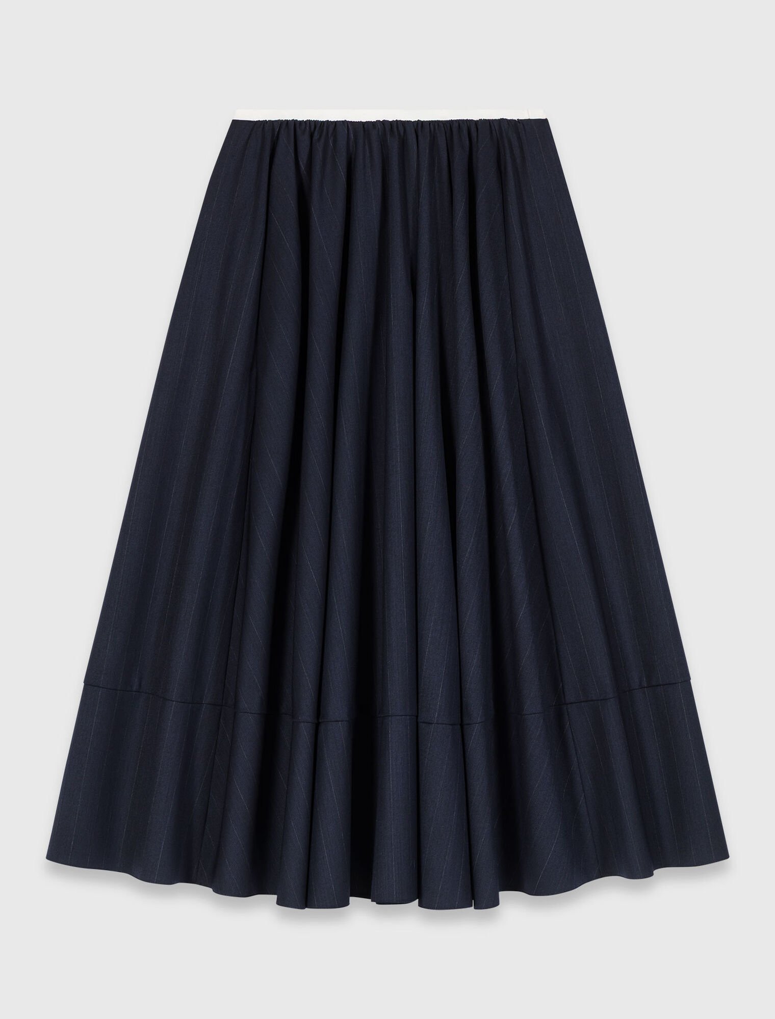 Striped tailored midi skirt