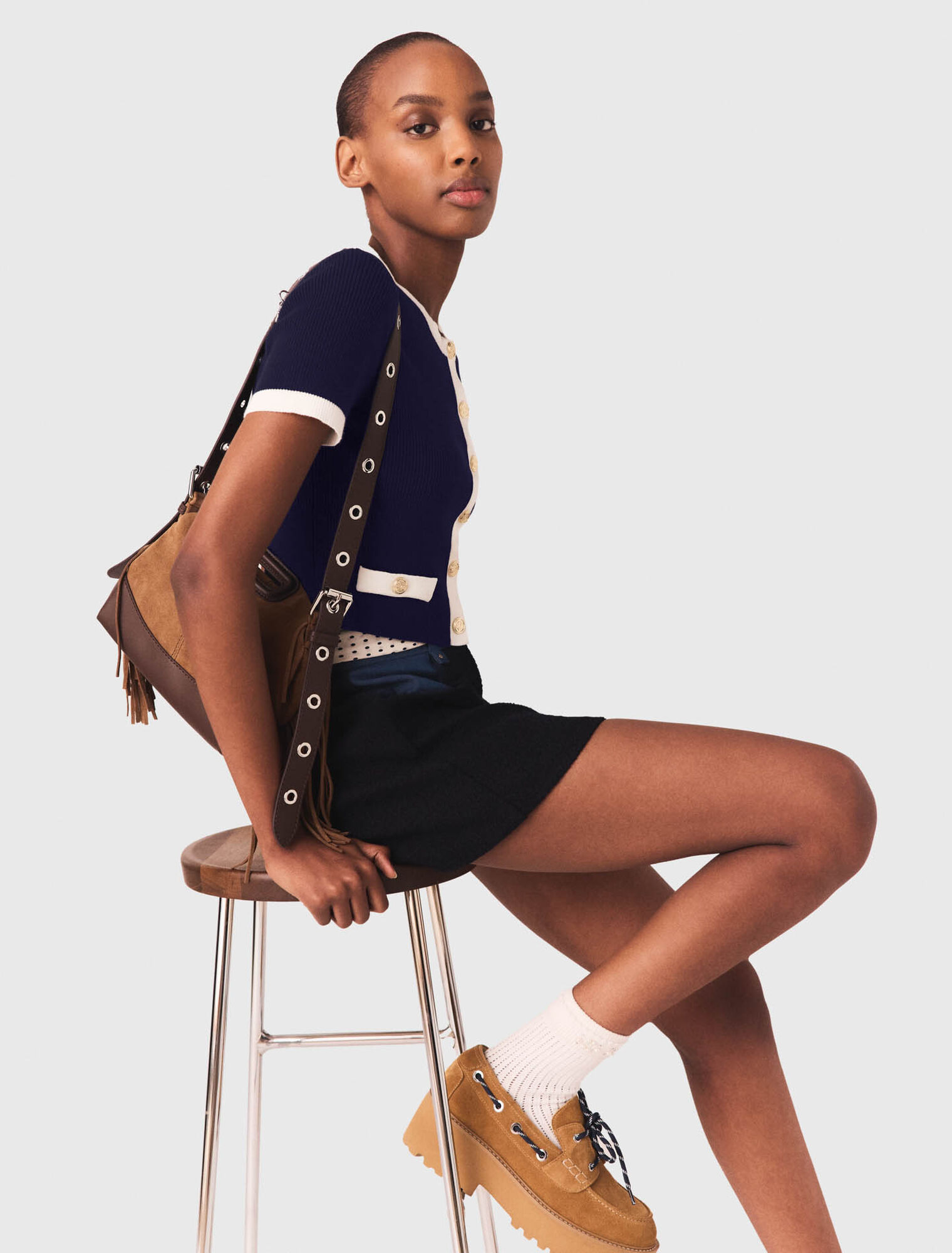 Contrasting cropped cardigan