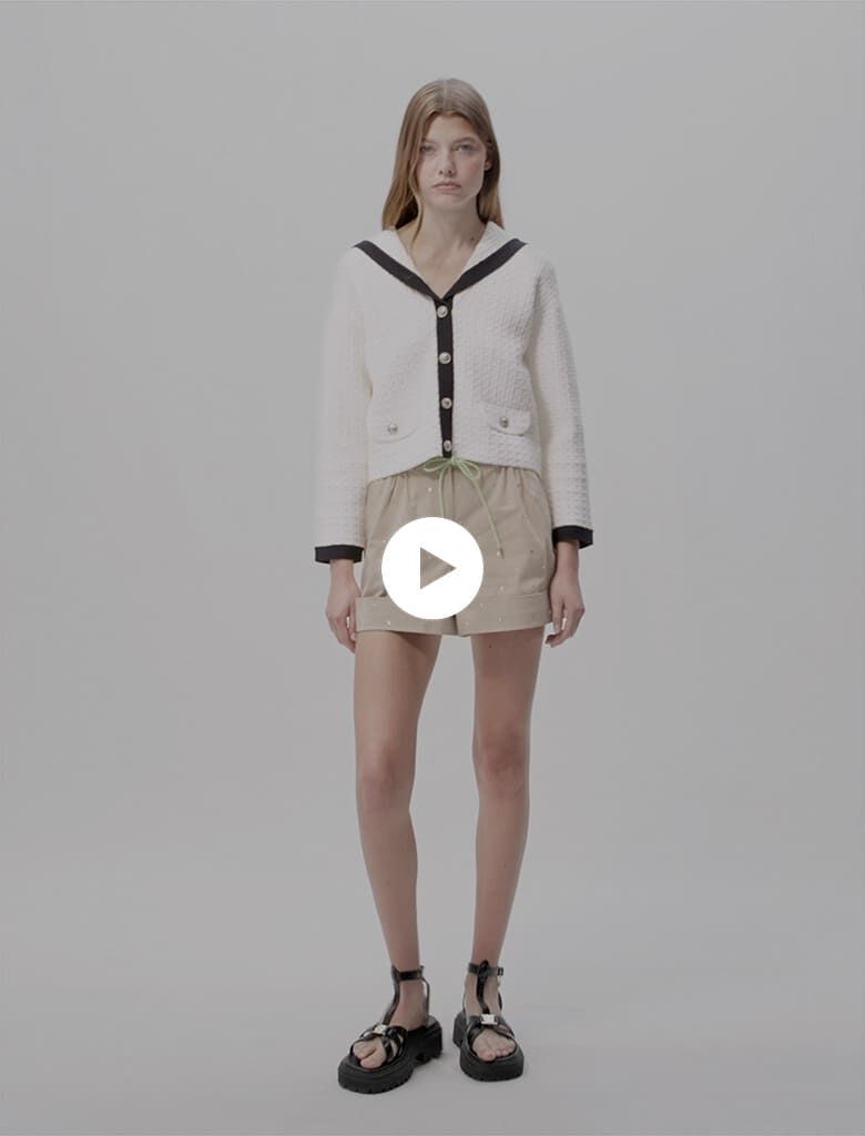 Contrast collar cardigan Cardigans Maje