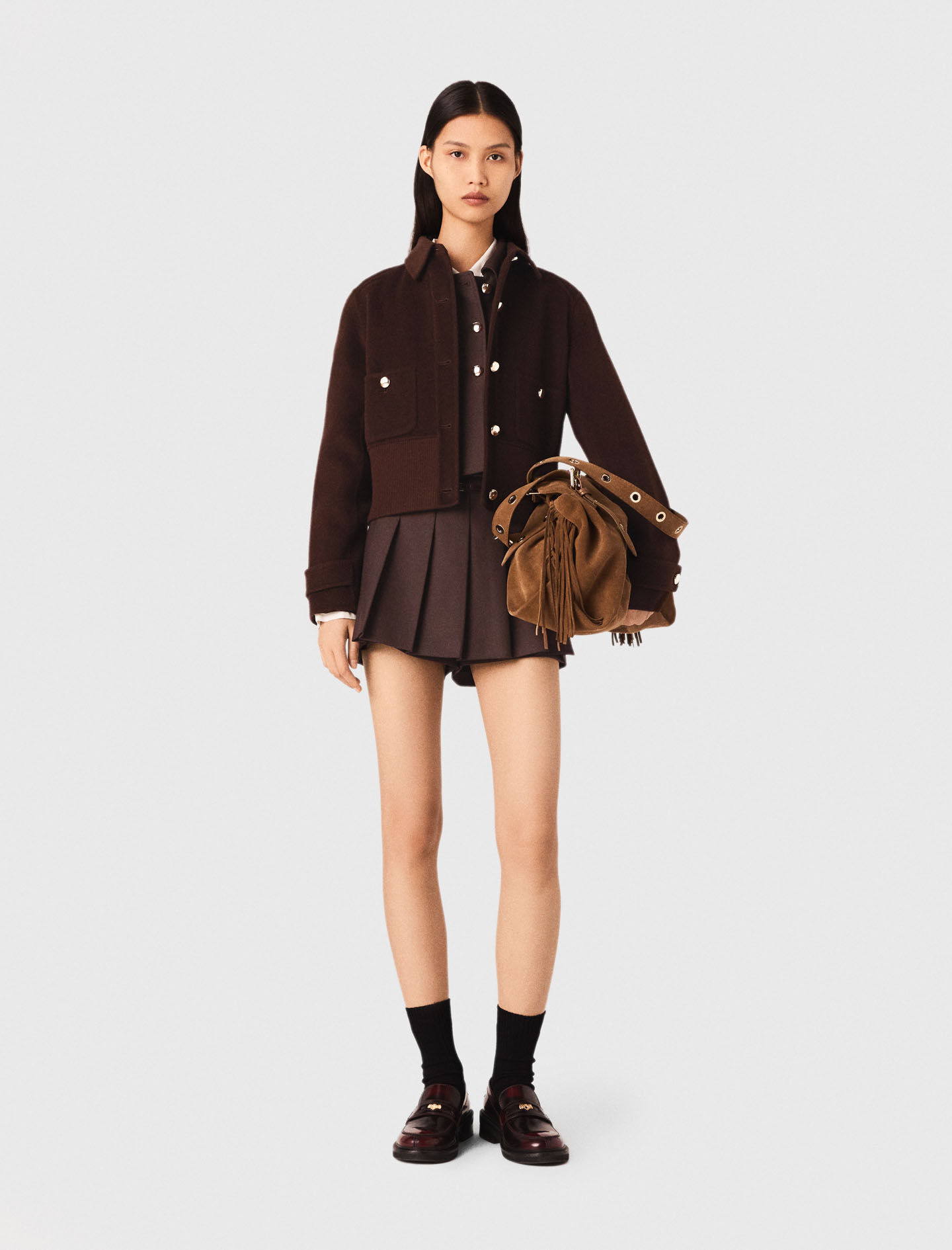 Short cropped coat Dark brown for Women | Maje