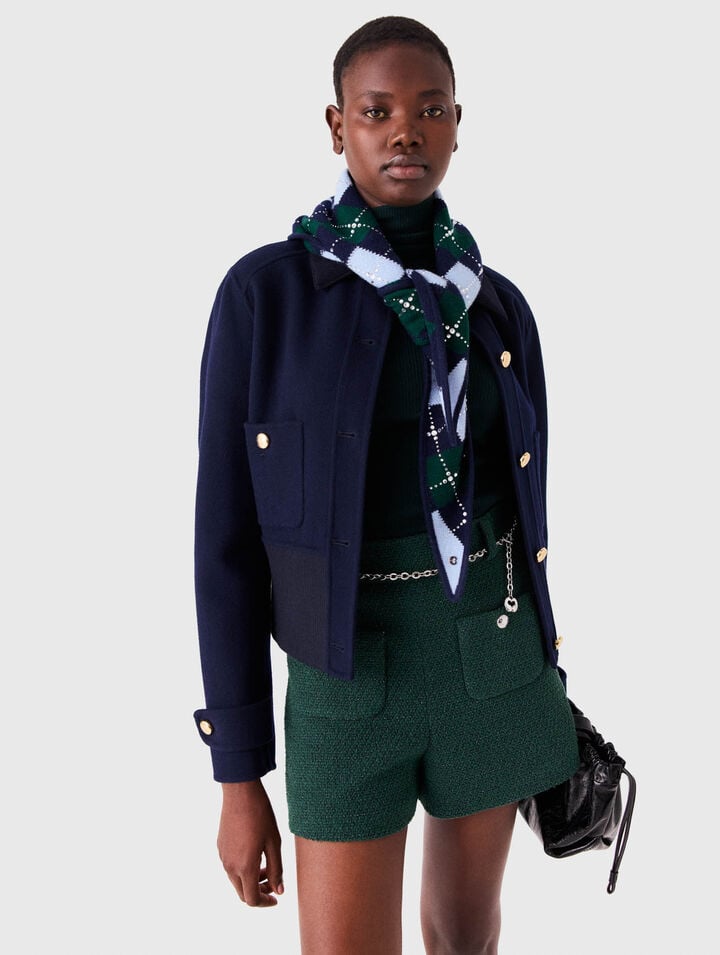 Wool argyle triangle scarf