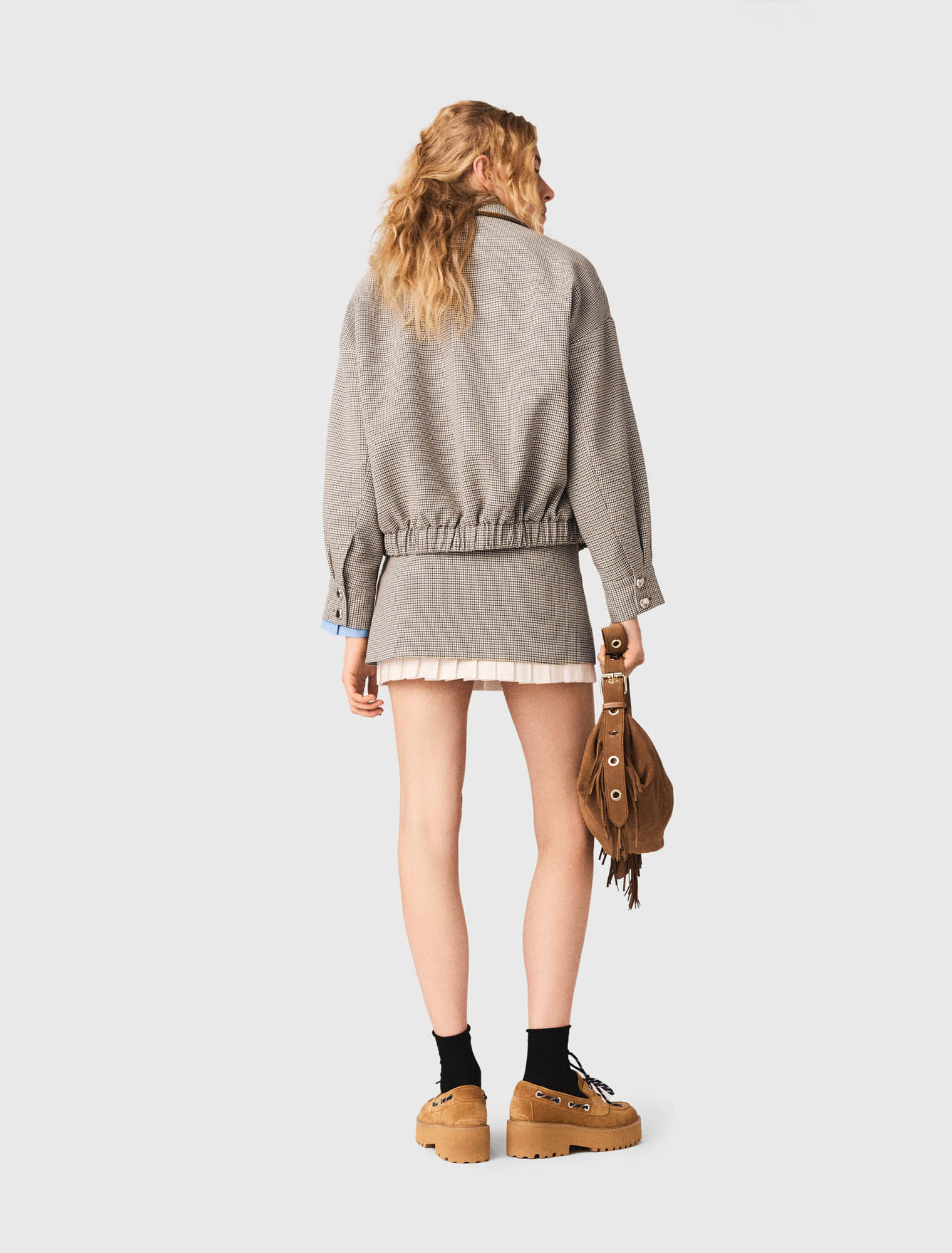 Checked bomber jacket