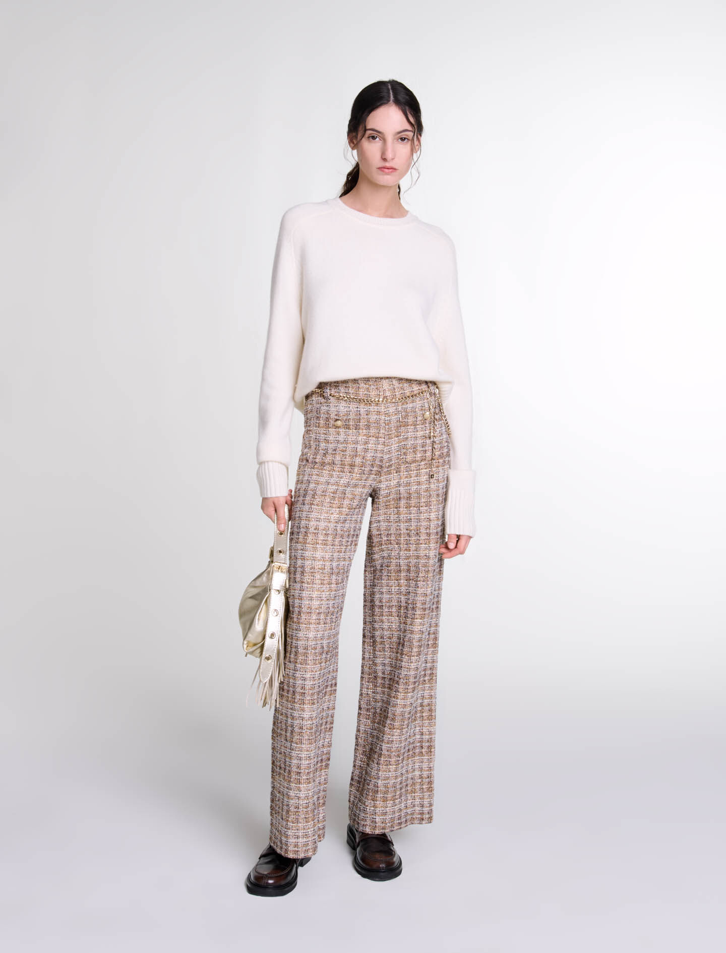 Tweed trousers High waist trousers Maje