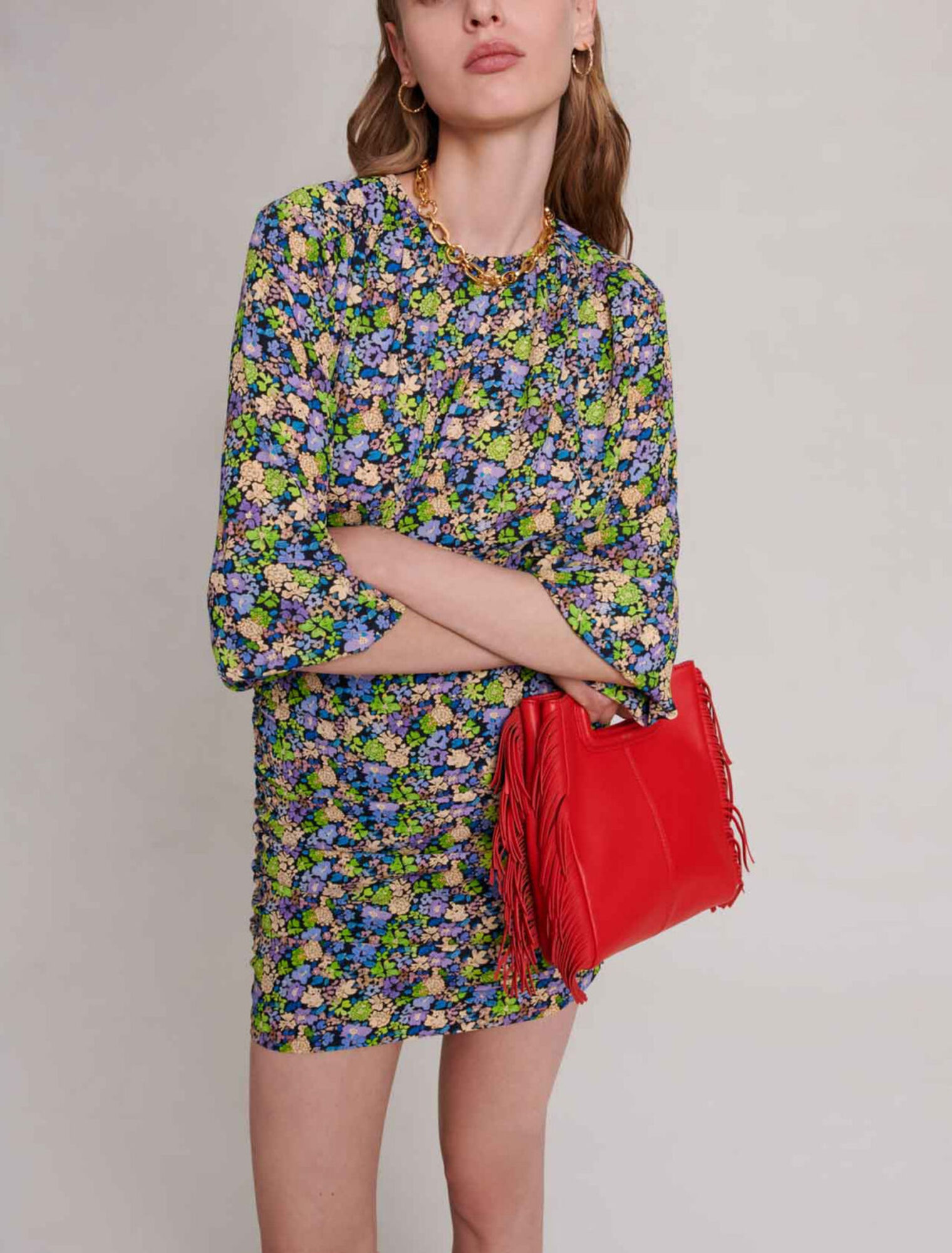 Short dress with floral print