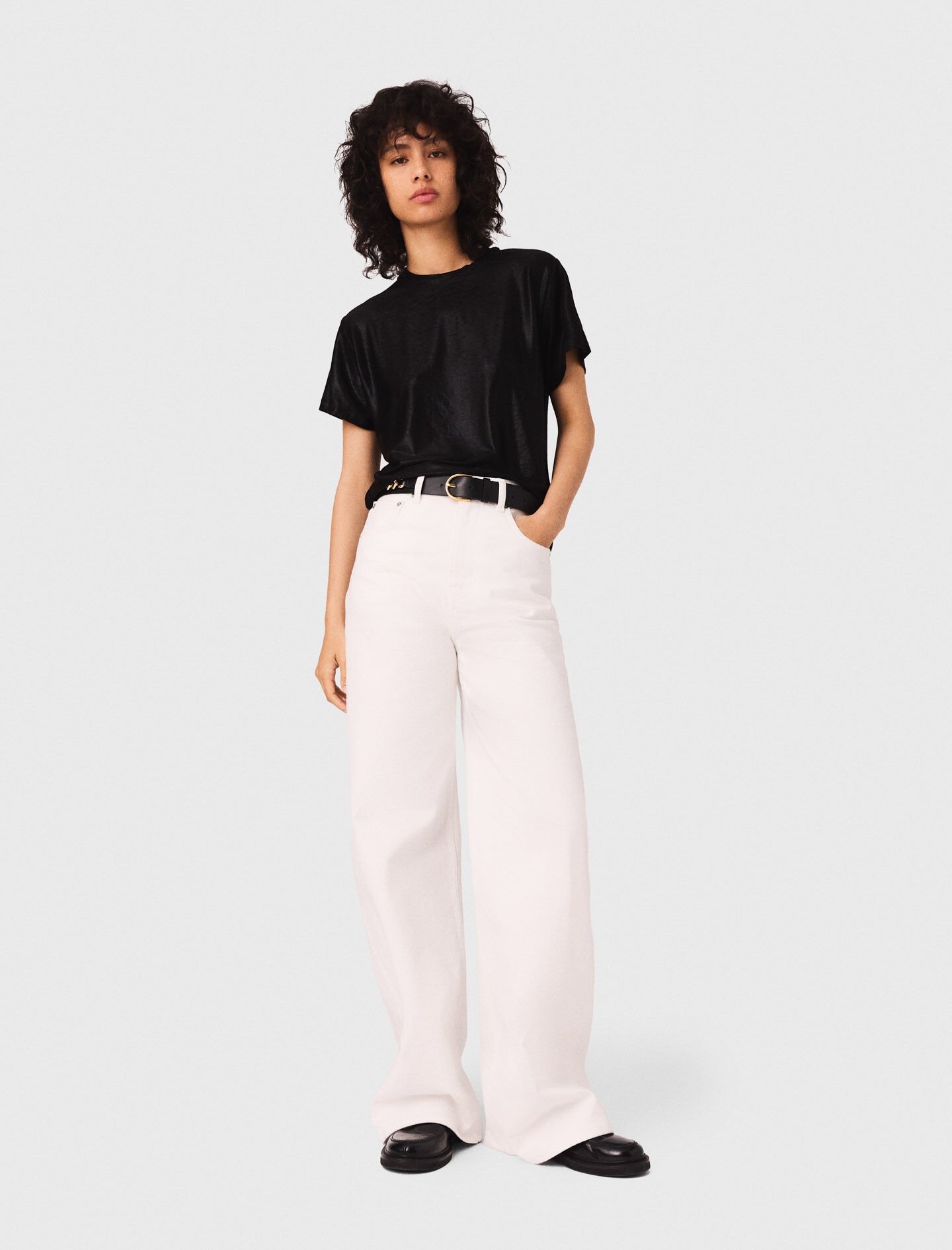 Lamé T-shirt Black / Gray for Women | Maje