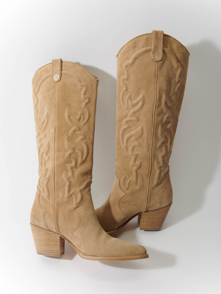 Embroidered leather cowboy boots