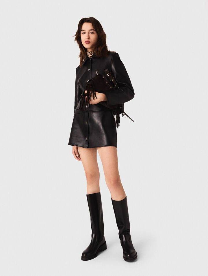 Cropped leather jacket