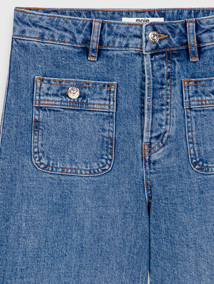 Wide-leg jeans with patch pockets