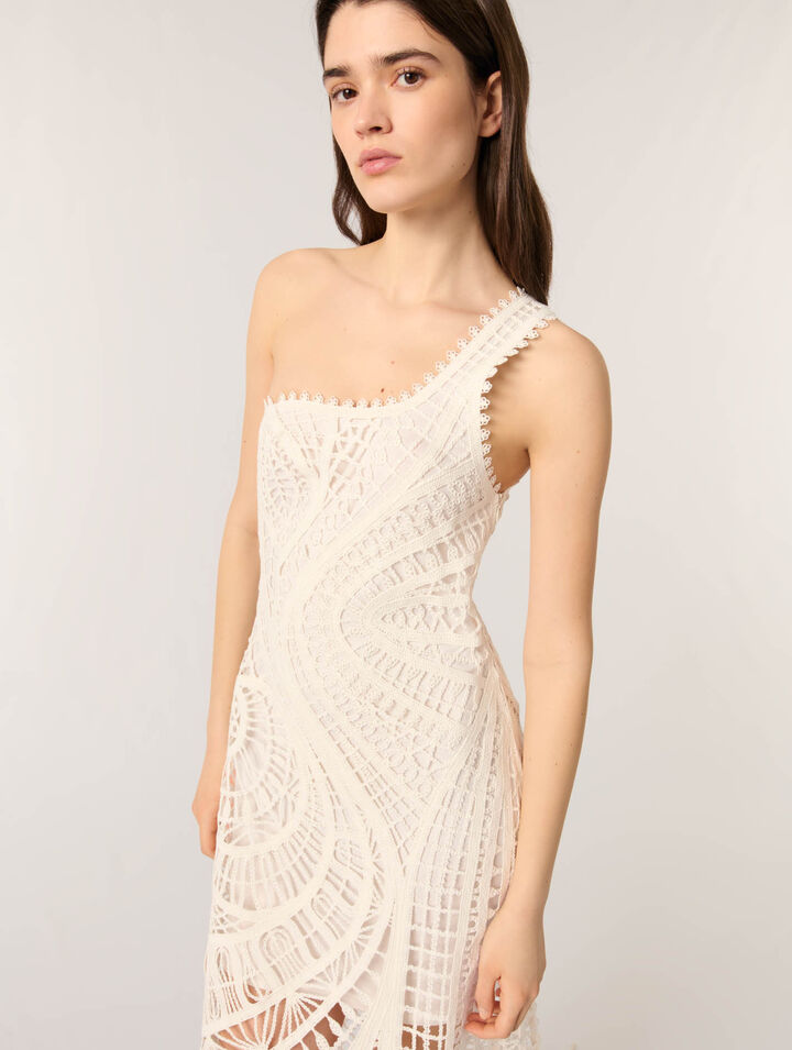 Asymmetrical crochet maxi dress