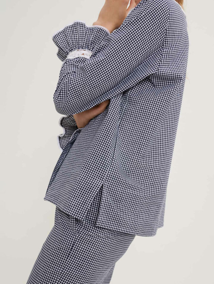 Gingham and lace shirt