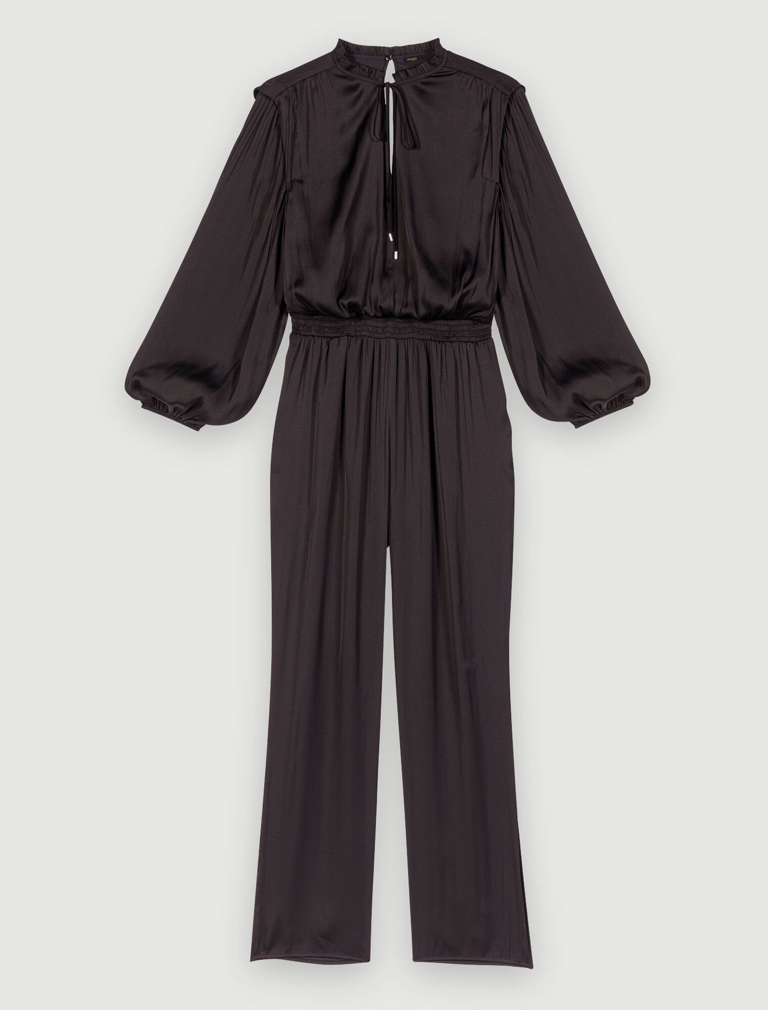 Long black cinched jumpsuit