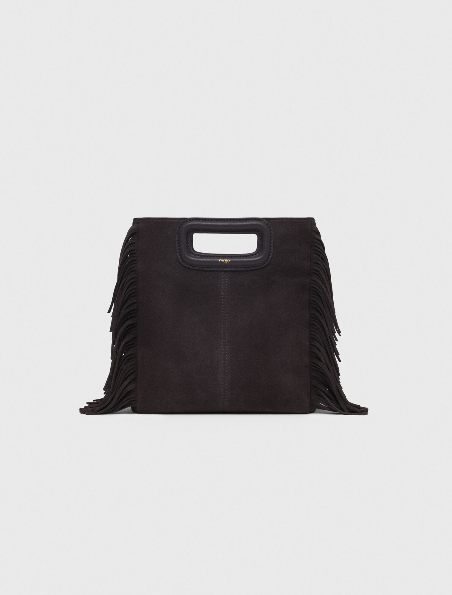 Fringed M bag in suede