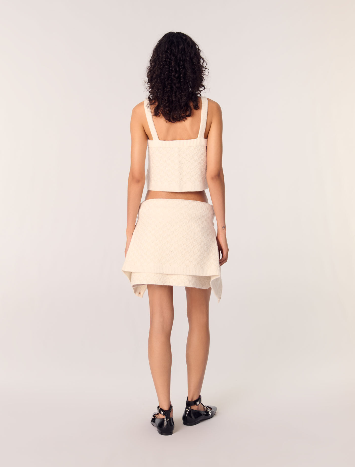 Tweed-effect knit crop top White for Women | Maje