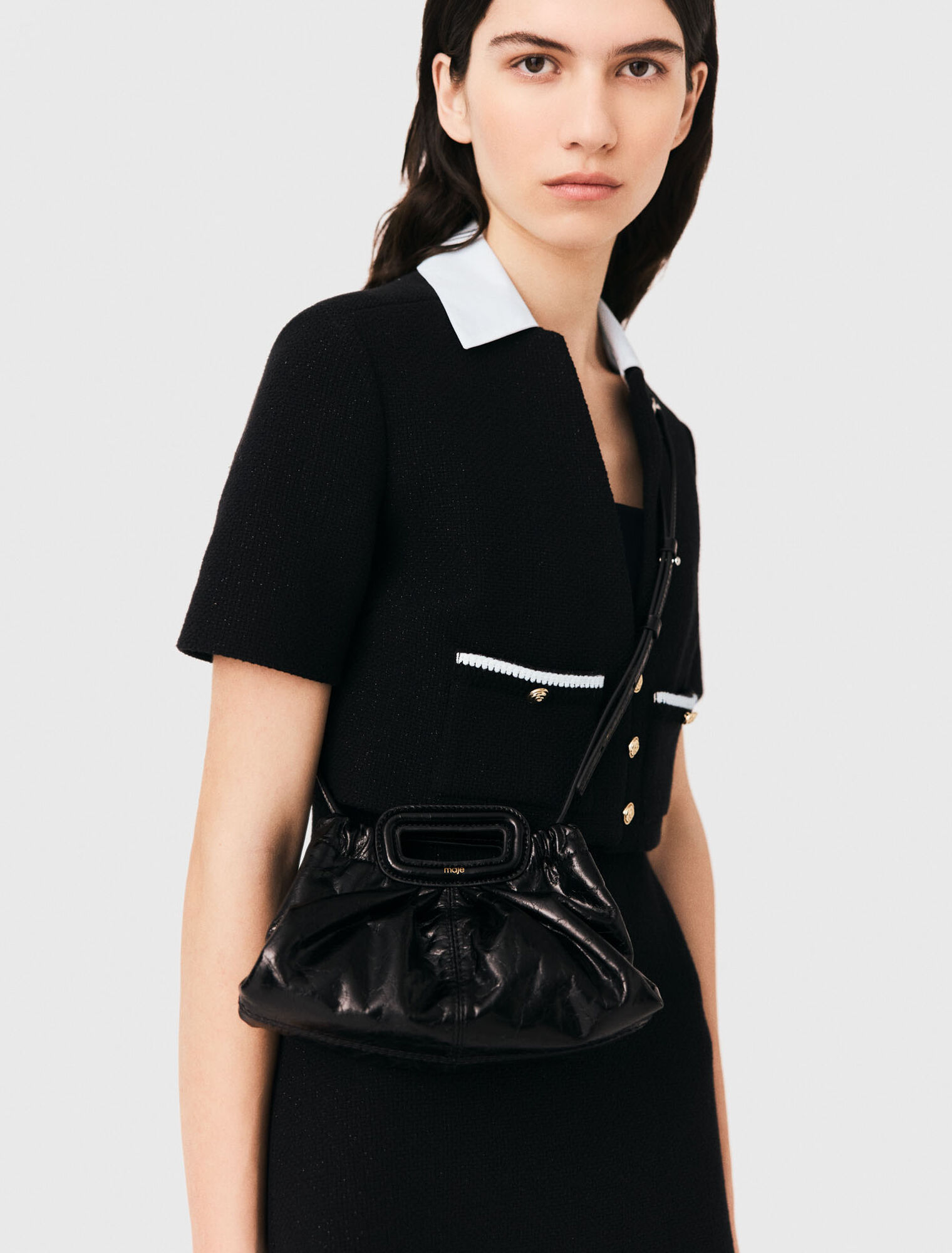 Milpli mini crackled leather clutch